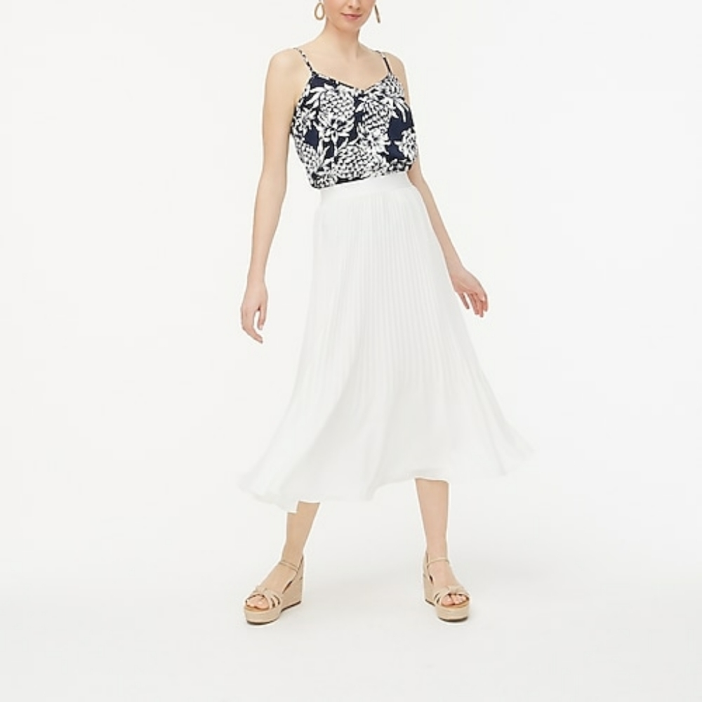 Ivory Pleated Midi Skirt